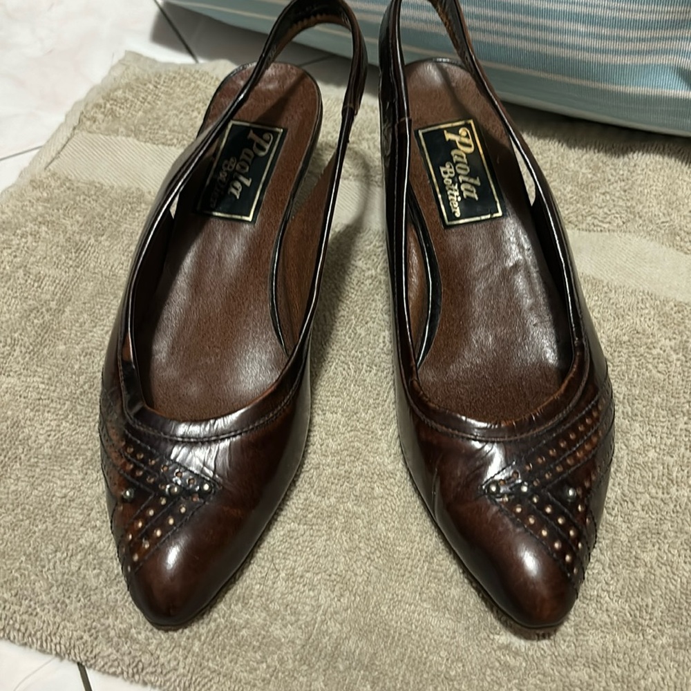 Brown leather heels